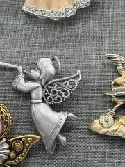 Angel Brooch Lot Jac Win ART AJC JJ Goldtone Silvertone Enamel Rhinestones