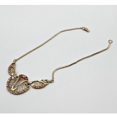Vintage LUSTERN Louis Stern Art Deco Gold Tone Filigree Choker Necklace 15in