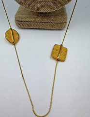 Vintage Necklace Anne Klein Station Shapes Metal Chain Chunky 36 in