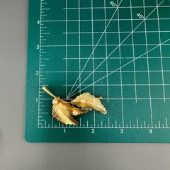 Vintage to Now Brooch Lot Gold Tone Faux Pearl Leaf Textured Brushed 1 Signed