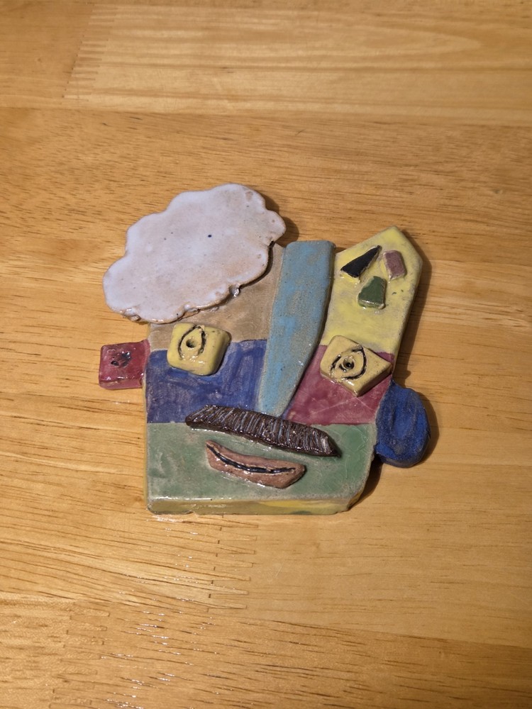 Vintage Picasso Style Abstract Art Pottery Ceramic 3D Art Cubist Face Unique