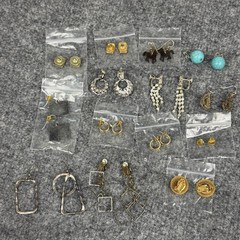Vintage Mixed Earrings Lot 14 Pairs Stud Hoop Dangle Clip On Gold Silver