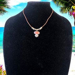 KC Necklace Pendant Cord Vintage Silver Plated Two Gemstones Signed Extender