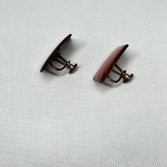 Enamel Copper Earrings Screw Back Vintage MCM Industrial Chic Minimalism