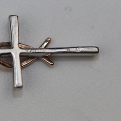 Cross Gemstone Pendant with 10k Wrap Necklace Sterling Silver