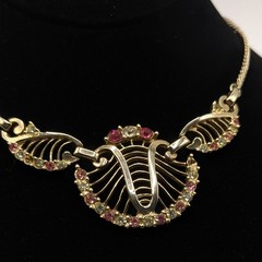 Vintage LUSTERN Louis Stern Art Deco Gold Tone Filigree Choker Necklace 15in