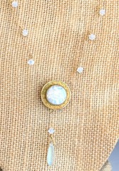 Beautiful Antique 14K GF Opalite Dangle Necklace w/Foil Button Pendant