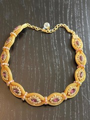 Rare Outstanding Vintage HOBE Set Necklace Bracelet Earrings Amethyst Gold Mesh