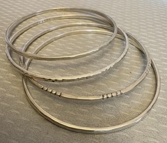 Vintage Taxco Sterling Silver Bangle Set 4 Handmade 925 Mexico Stackable