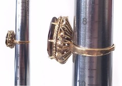 Retro 14K Gold 30s-40s Vintage Smoky Quartz Topaz 10 Ct Pear Huge Cocktail Ring