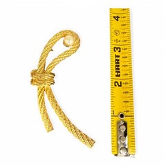 Vintage Gold Topne Knotted Rope With Faux Pearl Brooch
