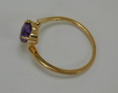 Vintage NABCO 14K Yellow Gold Amethyst Heart & Diamond Ring Size 6.75 585 Solid
