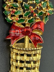Vintage Vero Holly Berry Enameled Christmas Brooch