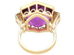Vintage 19.84Ct Amethyst and 0.24Ct Diamond 9k Yellow Gold Dress Ring