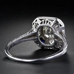 2.5Ct Art Deco Style Lab Created Diamond Sapphire Wedding 14K White Gold FN Ring