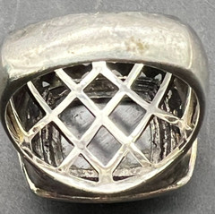 Faceted Hematite and Blue Topaz Sterling and Yellow Gold Plated Ring NH S-11.75