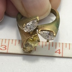 Vintage Sterling Silver Gold Plated Multi Color Cubic Zirconia Stone Ring sz 7