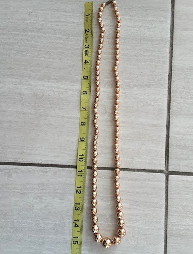 Vtg 1950s 1960s Gold Mercury Glass Bead Necklace Hand Knotted San Francisco Box