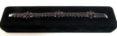 MICHELLE ALBALA 925 Sterling Silver Almandine Garnet Floral Tennis Bracelet 7″