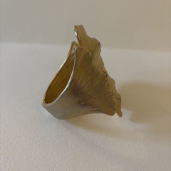 Les Bernard Ginkgo Leaf Vintage Gold Plate/Toned Cuff Bracelet