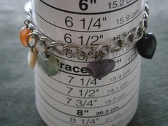 Semi Precious Stones Double Link Vtg Sterling Silver Charm Bracelet 6.75″~ 12.8g
