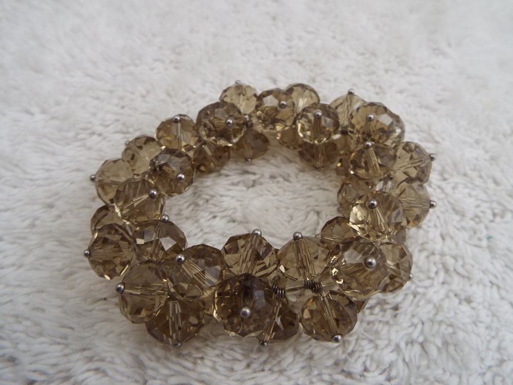 Dark Champagne Crystal Bead Stretch Bracelet (A33)