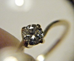 Pretty Setting Estate 0.36 CT 4.5mm Diamond 14K Yellow Gold Small sz 4.5 Ring