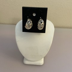 VINTAGE 925 SILVER ORNATE SCROLL FILIGREE PIERCED EARRINGS HOOPS