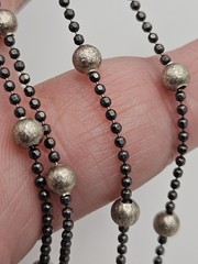 Vintage JCM Sterling Silver Italian Beaded Station Long Chain Necklace 60″
