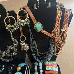Jewelry Lot Faux Turquoise Blue Southwestern Style Necklaces Bracelets Earrings