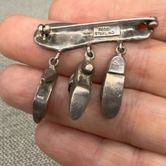 Vintage Brooch Sterling Silver Shoe Mold Dangling Shoe Charms 1.5 Inches