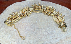 D&E Juliana 5 Link Bracelet Rhinestones Gold Amber AB Glass Aurora Borealis