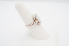 Vintage Sterling Silver 925 Mother Of Pearl Black Onyx Spinner Ring Size 7
