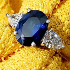 Original EARTH MINED SAPPHIRE DIAMOND Deco Engagement Ring PLATINUM Solitaire 5