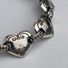 Brighton Cafe au Lait Bracelet Etched Scroll Heart Links Retired Vintage 7.25″