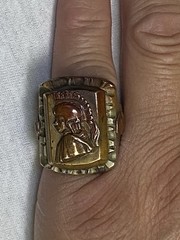 Vintage 1940s Mexican Biker Ring Roman Centurion Trojan Soldier 9.75 Two-Tone