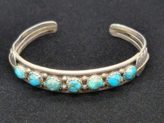 Vtg Old Pawn Native American Sterling Silver Turquoise Cuff Bracelet