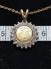 Vintage High End Fashion Jewlery Lady Liberty with Pave Crystals Accent Necklace