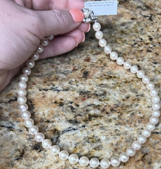 Estate White Pearl Sterling Silver Beaded Necklace 17 in Vintage Fine Jewelry