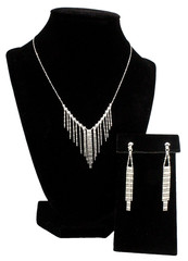 Exquisite Contemporary Sterling Silver Drop Waterfall Necklace Earrings Set