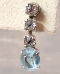VTG Aquamarine Blue Topaz Cubic Zirconia 4-Tier Drop Dangle Pierced Earrings 2MM