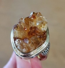Gorgeous Vintage BARSE 925 Silver Raw Cut Citrine Ring Thailand Bold Brutalist