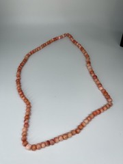 VTG Pink Salmon Coral Bead Necklace 33in Graduated Endless Strand