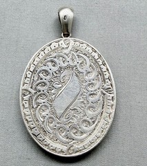 Victorian Sterling Silver Locket Hand Engraved Double Sided Floral Antique 1879