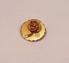 Vtg 12k G.F Small Round Brooch/necklace Pendant Flower CZ Stone Middle Initial H