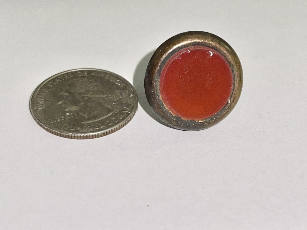 Antique Victorian Edwardian Red Round Glass Cufflink Stud Button Only 1 – As Is