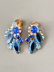 Vintage Verified JULIANA D&E Blue Two Toned Brooch/Pendant Bracelet Earring Set