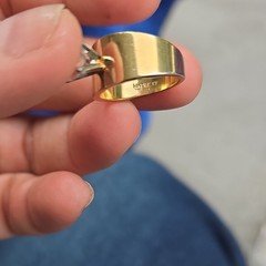 Vintage 14KT HGE Clear CZ Solitaire Wide Band Cocktail Ring