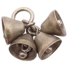 925 Sterling Silver Vintage Pendant Miniature Cluster Bell Charm Loop PT26450