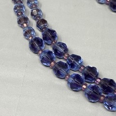 VTG Marvella Czech Glass Beaded Necklace Cobalt Blue Purple Coated Stunning 15″